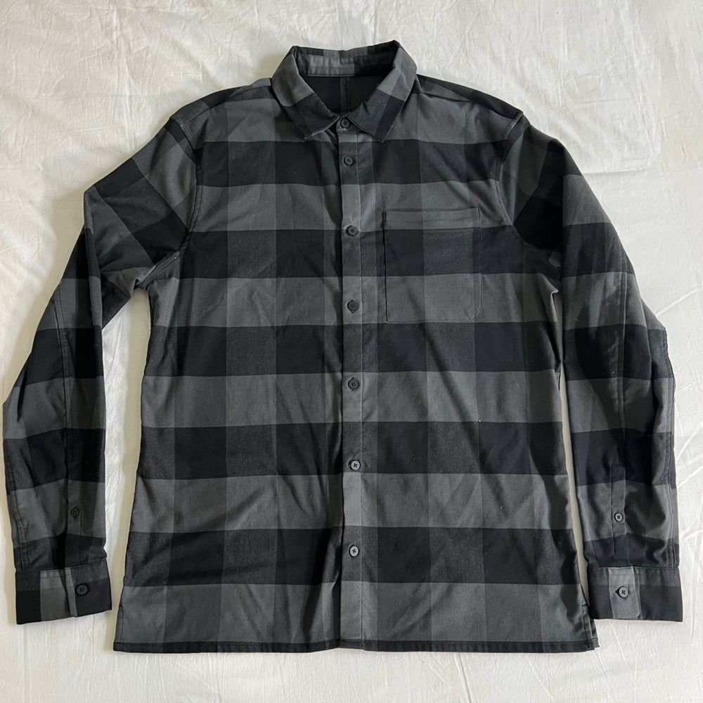 Lululemon Black and Gray Plaid Flannel Shirt